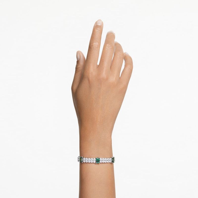 Pulsera-Matrix-Tennis-Tallas-mixtas-Verde-Recubrimiento-en-rodio