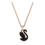 Colgante-Swarovski-Iconic-Swan-Cisne-Pequeño-Negro-Baño-tono-oro-rosa