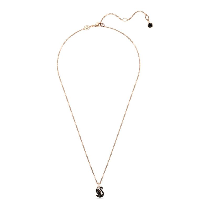 Colgante-Swarovski-Iconic-Swan-Cisne-Pequeño-Negro-Baño-tono-oro-rosa