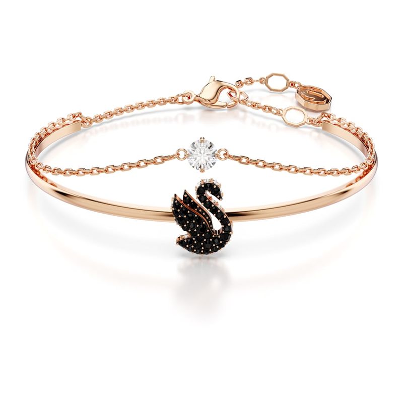 Brazalete-Swarovski-Iconic-Swan-Cisne-Negro-Baño-tono-oro-rosa