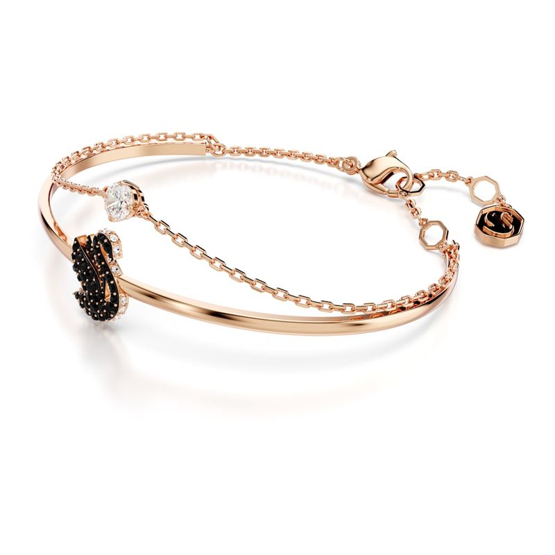 Brazalete-Swarovski-Iconic-Swan-Cisne-Negro-Baño-tono-oro-rosa