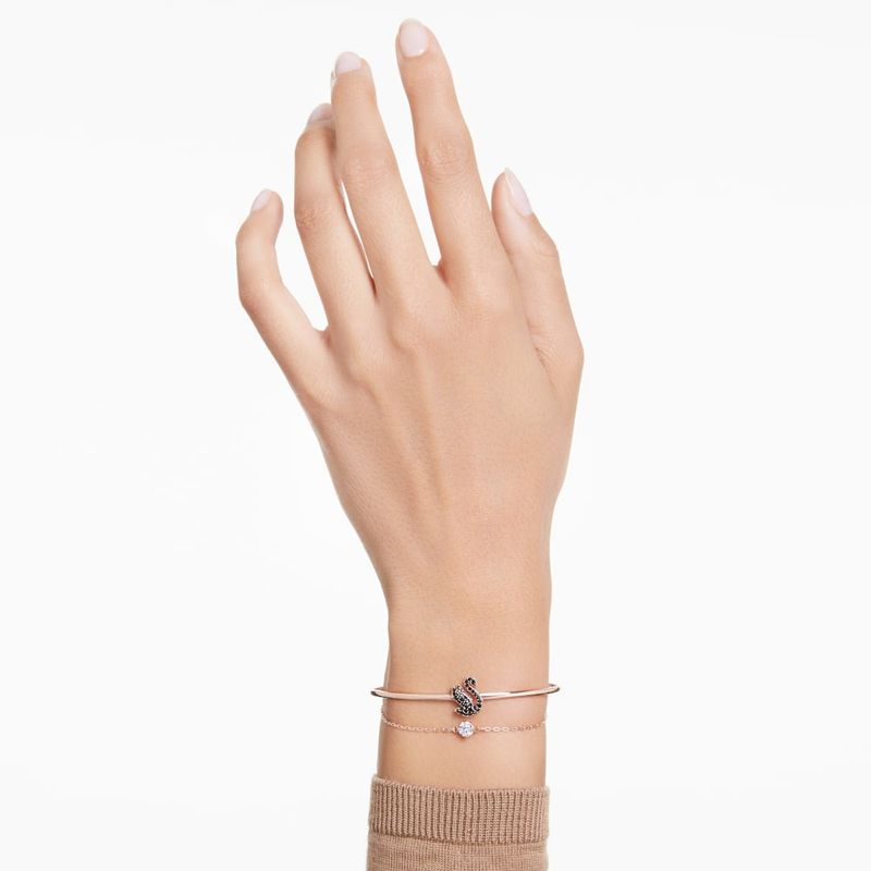 Brazalete-Swarovski-Iconic-Swan-Cisne-Negro-Baño-tono-oro-rosa