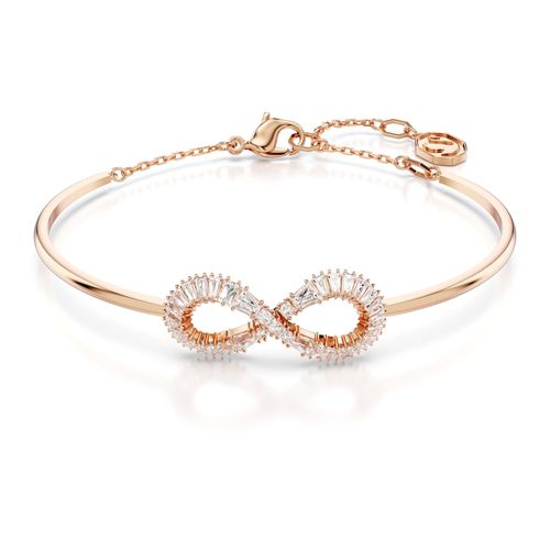 Brazalete Hyperbola, Símbolo del infinito, Blanco, Baño tono oro rosa