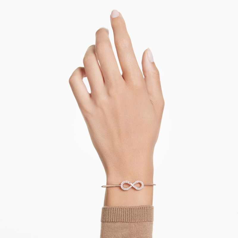 Brazalete-Hyperbola-Simbolo-del-infinito-Blanco-Baño-tono-oro-rosa