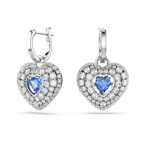 Pendientes Hyperbola, Corazón, Azules, Recubrimiento en rodio