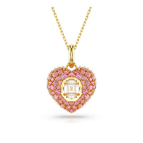 Colgante Hyperbola, Talla octogonal, Crystal Pearls, Corazón, Rosa, Recubrimiento tono oro
