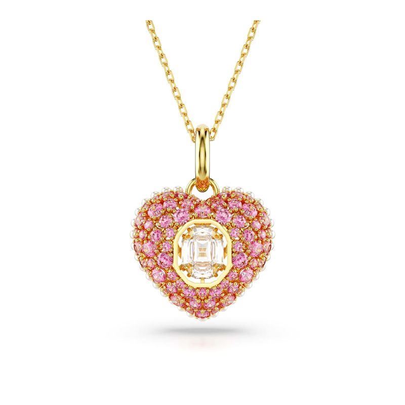 Colgante-Hyperbola-Talla-octogonal-Crystal-Pearls-Corazon-Rosa-Recubrimiento-tono-oro