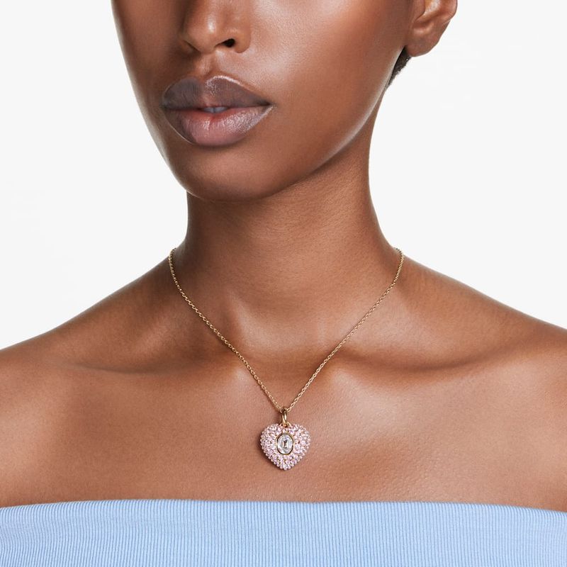 Colgante-Hyperbola-Talla-octogonal-Crystal-Pearls-Corazon-Rosa-Recubrimiento-tono-oro