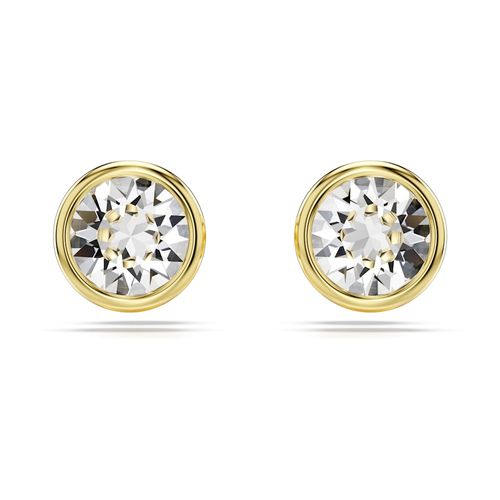 Pendientes de botón Imber, Talla redonda, Blancos, Baño tono oro