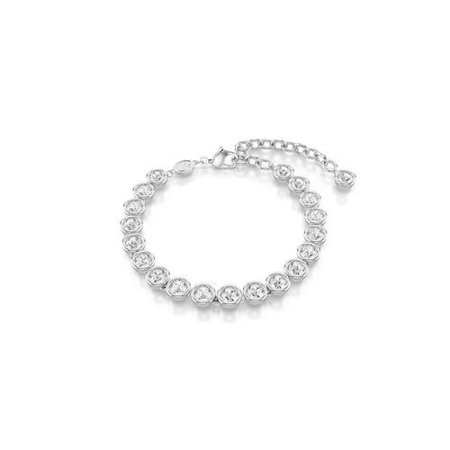 Pulsera Imber Tennis, Talla redonda, Blanca, Recubrimiento en rodio