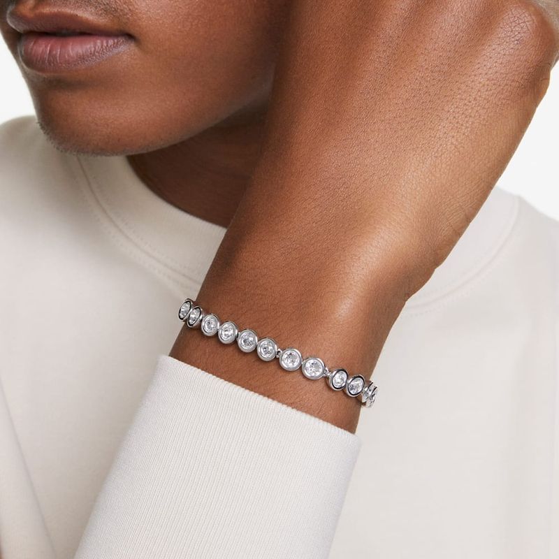Pulsera-Imber-Tennis-Talla-redonda-Blanca-Recubrimiento-en-rodio
