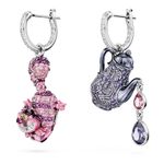 Pendientes-Alice-in-Wonderland-Diseño-asimetrico-Gato-y-tetera-Multicolores-Recubrimiento-en-rodio
