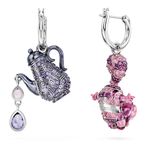 Pendientes-Alice-in-Wonderland-Diseño-asimetrico-Gato-y-tetera-Multicolores-Recubrimiento-en-rodio