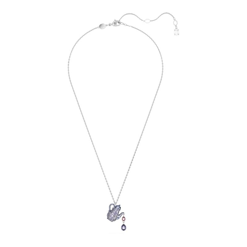 Colgante-Alice-in-Wonderland-Tetera-Morado-Recubrimiento-en-rodio