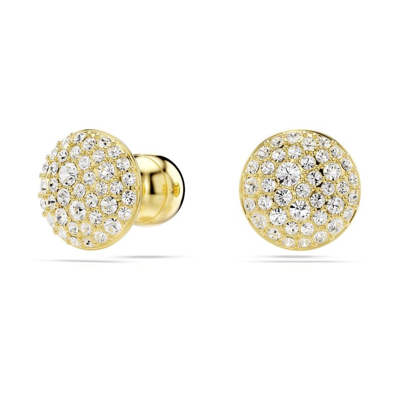 Pendientes-de-boton-Meteora-Blancos-Baño-tono-oro