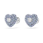 Pendientes-de-boton-Hyperbola-Corazon-Azules-Recubrimiento-en-rodio