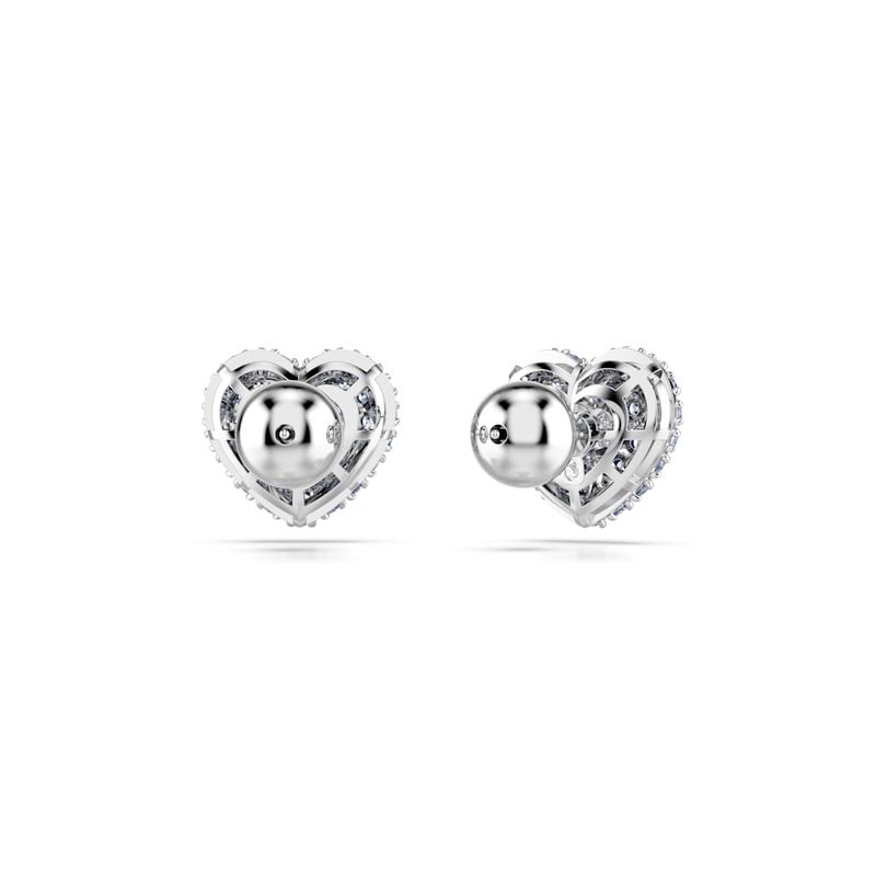 Pendientes-de-boton-Hyperbola-Corazon-Azules-Recubrimiento-en-rodio