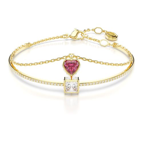 Brazalete Stilla, Corazón, Rojo, Baño tono oro