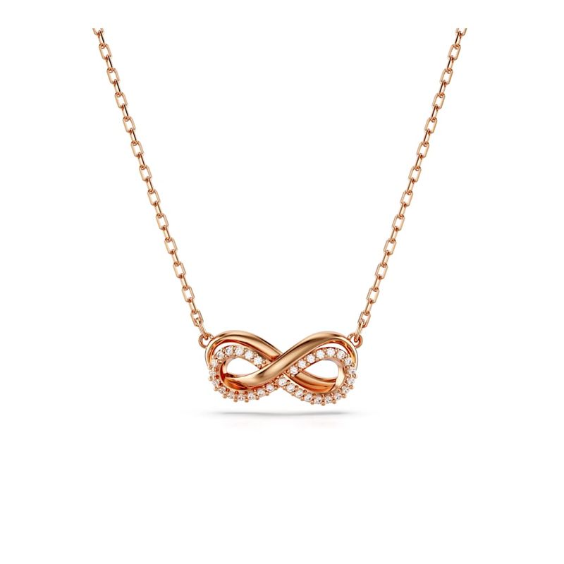 Colgante-Hyperbola-Pave-Simbolo-del-infinito-Blanco-Baño-tono-oro-rosa