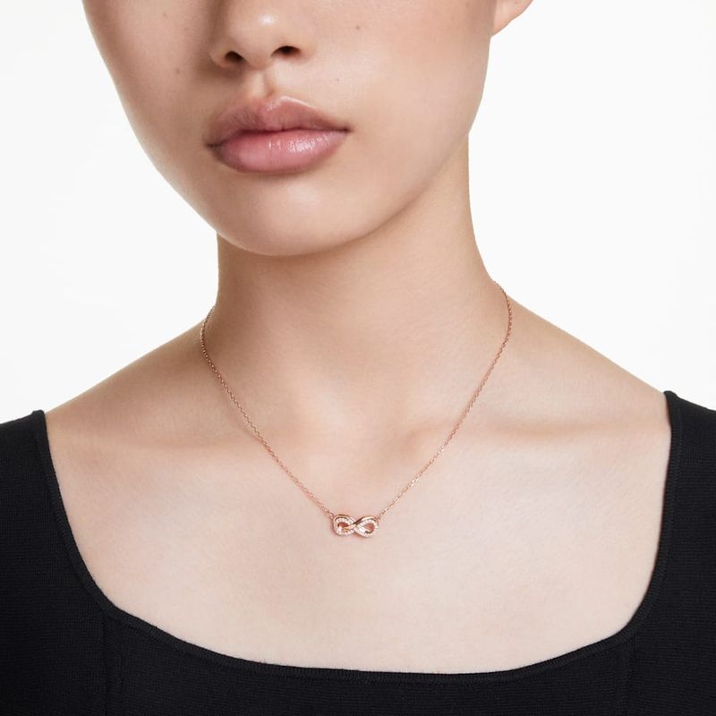 Colgante-Hyperbola-Pave-Simbolo-del-infinito-Blanco-Baño-tono-oro-rosa