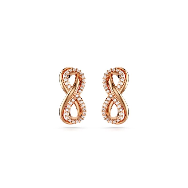 Pendientes-de-boton-Hyperbola-Simbolo-del-infinito-Blancos-Baño-tono-oro-rosa