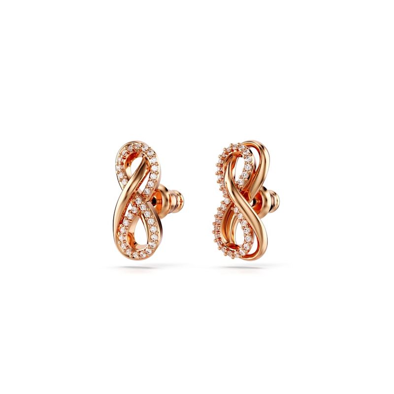 Pendientes-de-boton-Hyperbola-Simbolo-del-infinito-Blancos-Baño-tono-oro-rosa