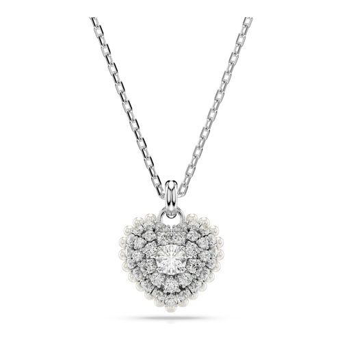 Colgante Hyperbola, Corazón, Blanco, Recubrimiento en rodio