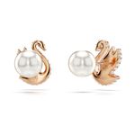 Pendientes-de-boton-Swarovski-Swan-Cisne-Negros-Recubrimiento-en-oro-rosa