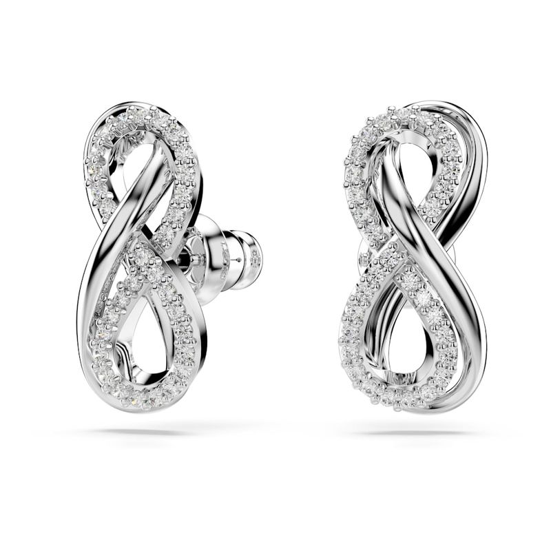 Pendientes-de-boton-Hyperbola-Simbolo-del-infinito-Blancos-Recubrimiento-en-rodio