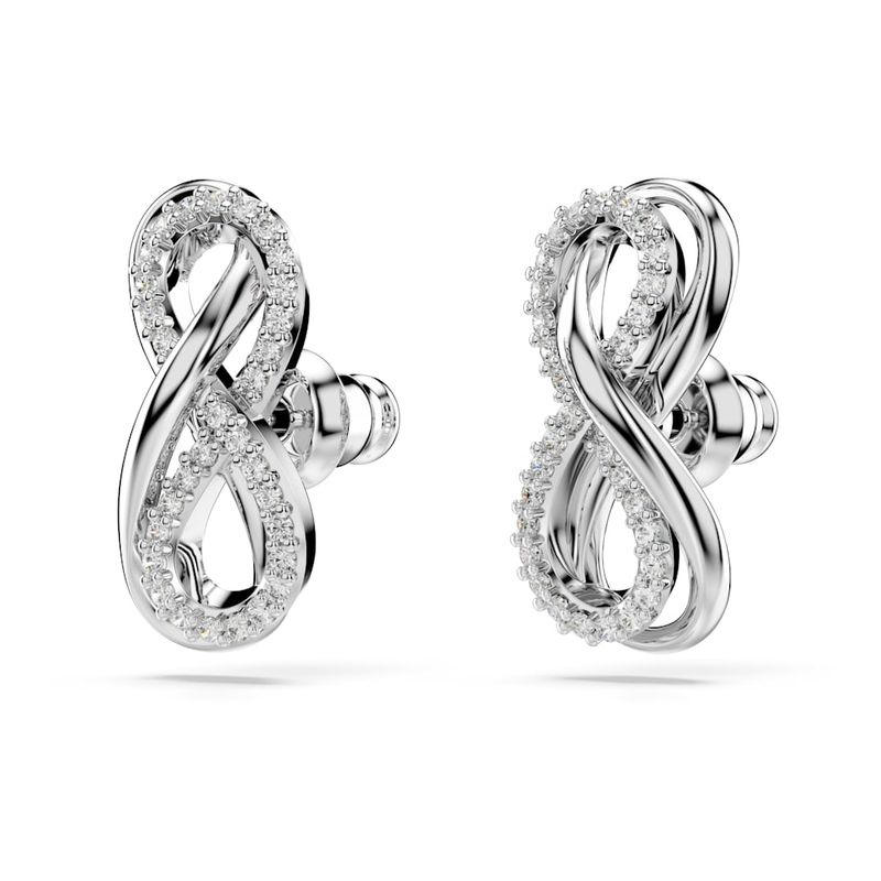 Pendientes-de-boton-Hyperbola-Simbolo-del-infinito-Blancos-Recubrimiento-en-rodio
