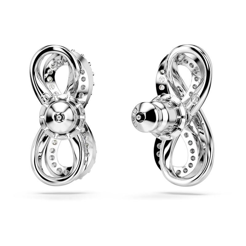 Pendientes-de-boton-Hyperbola-Simbolo-del-infinito-Blancos-Recubrimiento-en-rodio