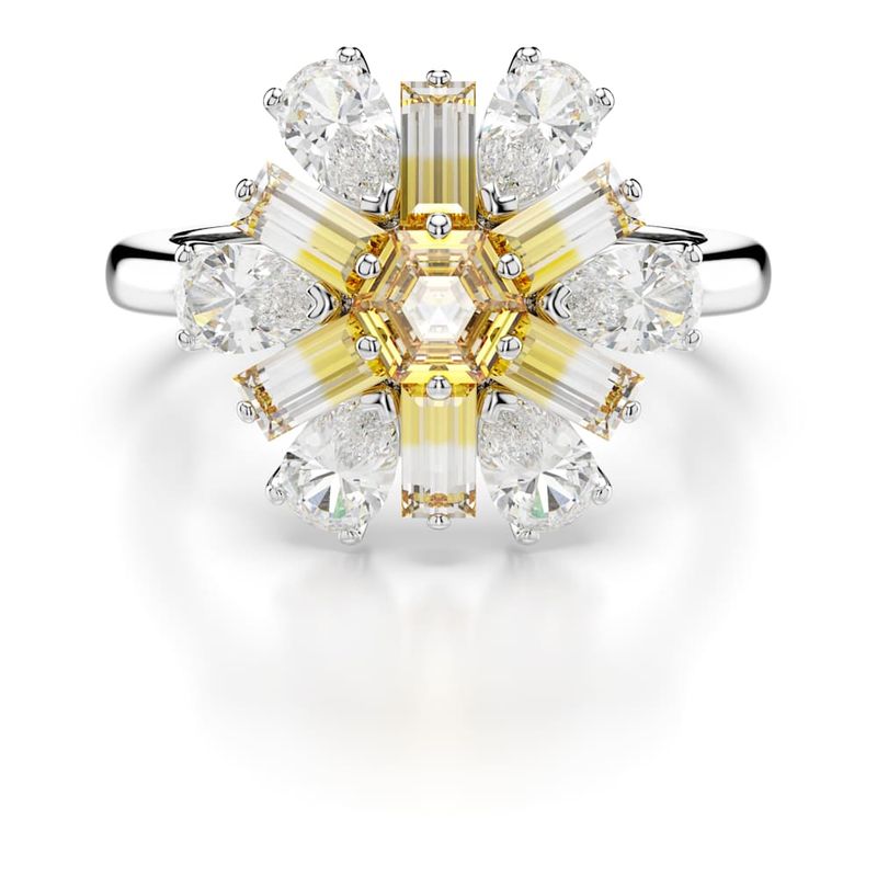 Anillo-de-coctel-Idyllia-Tallas-mixtas-Flor-Amarillo-Recubrimiento-en-rodio