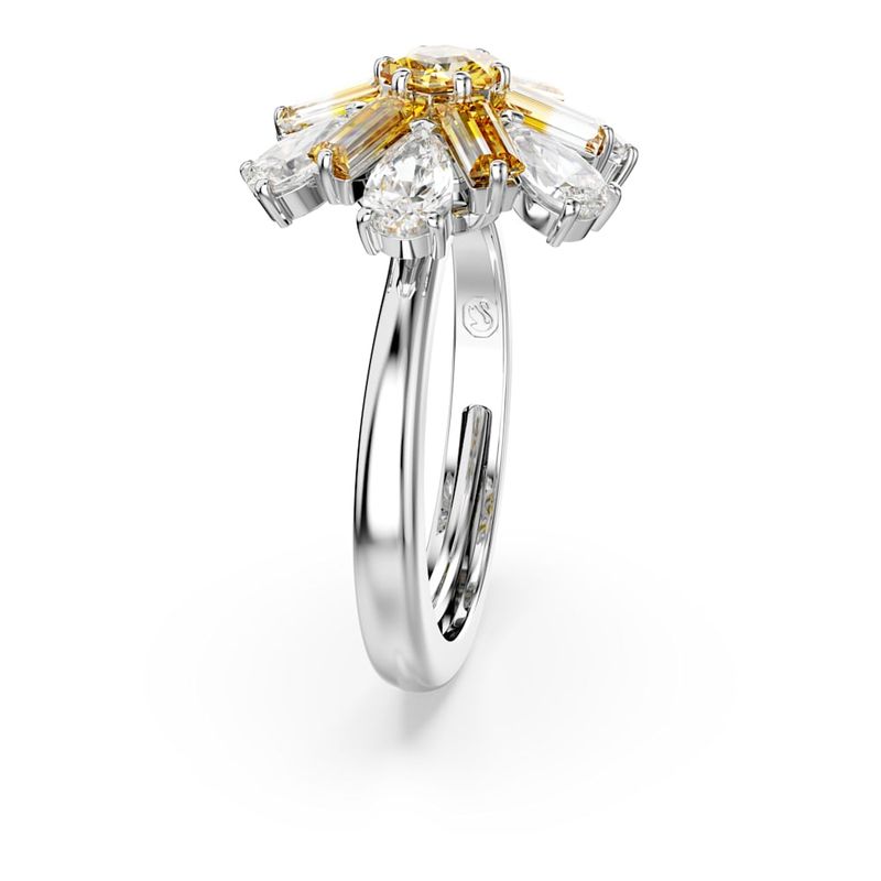 Anillo-de-coctel-Idyllia-Tallas-mixtas-Flor-Amarillo-Recubrimiento-en-rodio