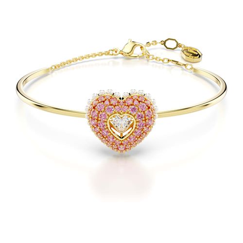 Brazalete Hyperbola, Corazón, Rosa, Recubrimiento tono oro