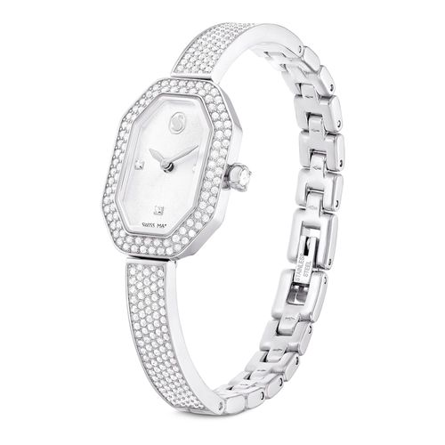 Reloj Dextera Bangle, Fabricado en Suiza, Brazalete de metal, Tono plateado, Acero inoxidable