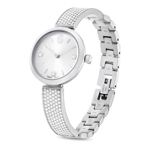 Reloj Illumina, Fabricado en Suiza, Brazalete de metal, Tono plateado, Acero inoxidable