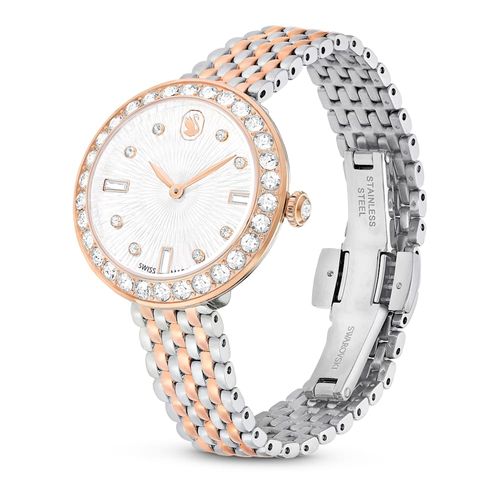Reloj Certa, Fabricado en Suiza, Brazalete de metal, Tono oro rosa, Combinación de acabados metálicos