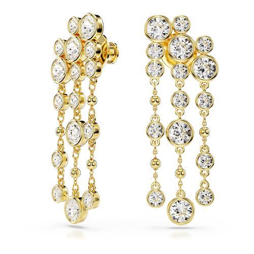 Pendientes Imber, Talla redonda, Araña, Blancos, Recubrimiento tono oro