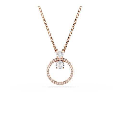 Colgante Constella, Pavé, Talla redonda, Blanco, Recubrimiento tono oro rosa