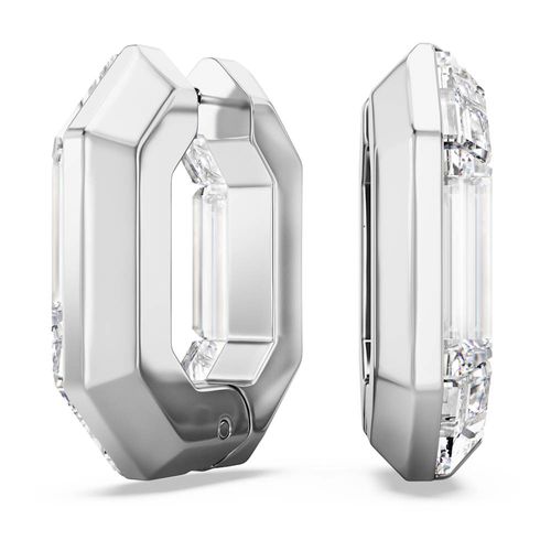 Pendientes de aro Lucent, Forma octagonal, Pequeños, Blancos