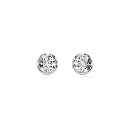Pendientes de botón Imber, Talla redonda, Blancos, Recubrimiento en rodio