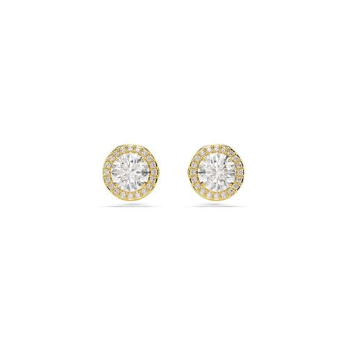 Pendientes de botón Una, Talla redonda, Tono dorado, Recubrimiento tono oro