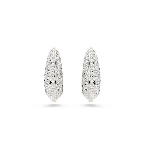 Pendientes Sublima, Crystal Pearl, Talla redonda, Blancos, Recubrimiento en rodio