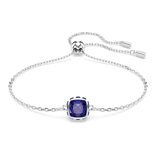 Pulsera Birthstone, Talla cuadrada, Septiembre, Azul, Recubrimiento en rodio