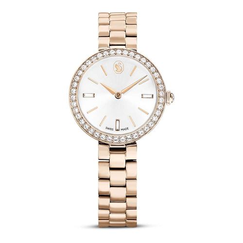 Reloj Certa, Fabricado en Suiza, Brazalete de metal, Tono dorado, Acabado tono oro champán