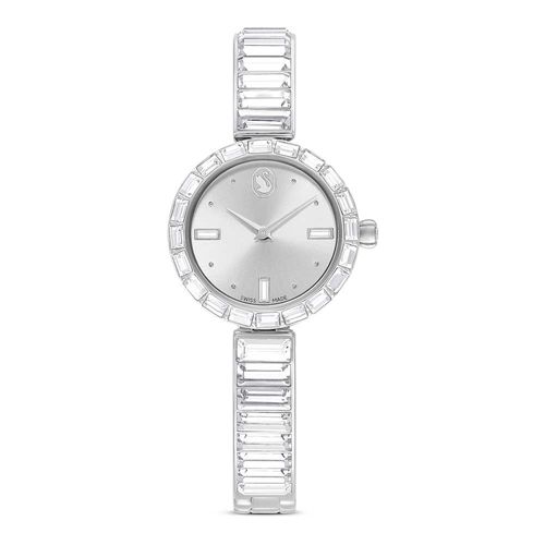 Reloj Matrix Bangle, Fabricado en Suiza, Pulsera de cristal, Tono plateado, Acero inoxidable