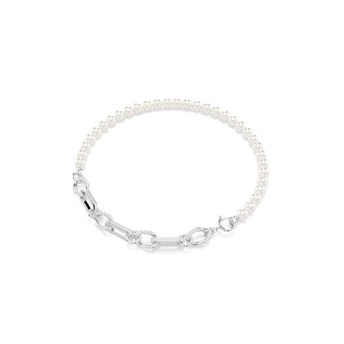 Collar Dextera, Crystal Pearl, Mezcla de eslabones, Blanco, Baño de rodio