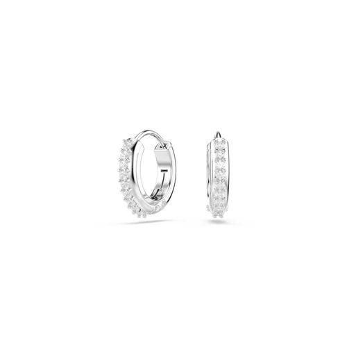 Pendientes de aro Matrix, Talla redonda, Blancos, Baño de rodio