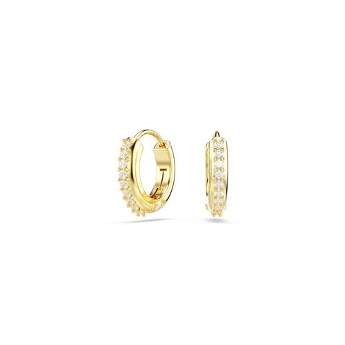 Pendientes de aro Matrix, Talla redonda, Blancos, Baño tono oro