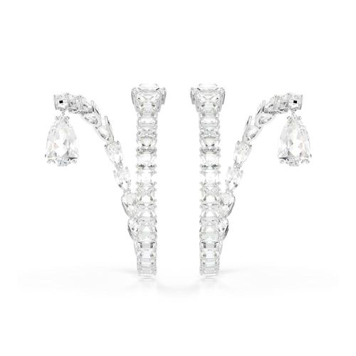 Pendientes de aro Matrix, Tallas mixtas, Blancos, Baño de rodio